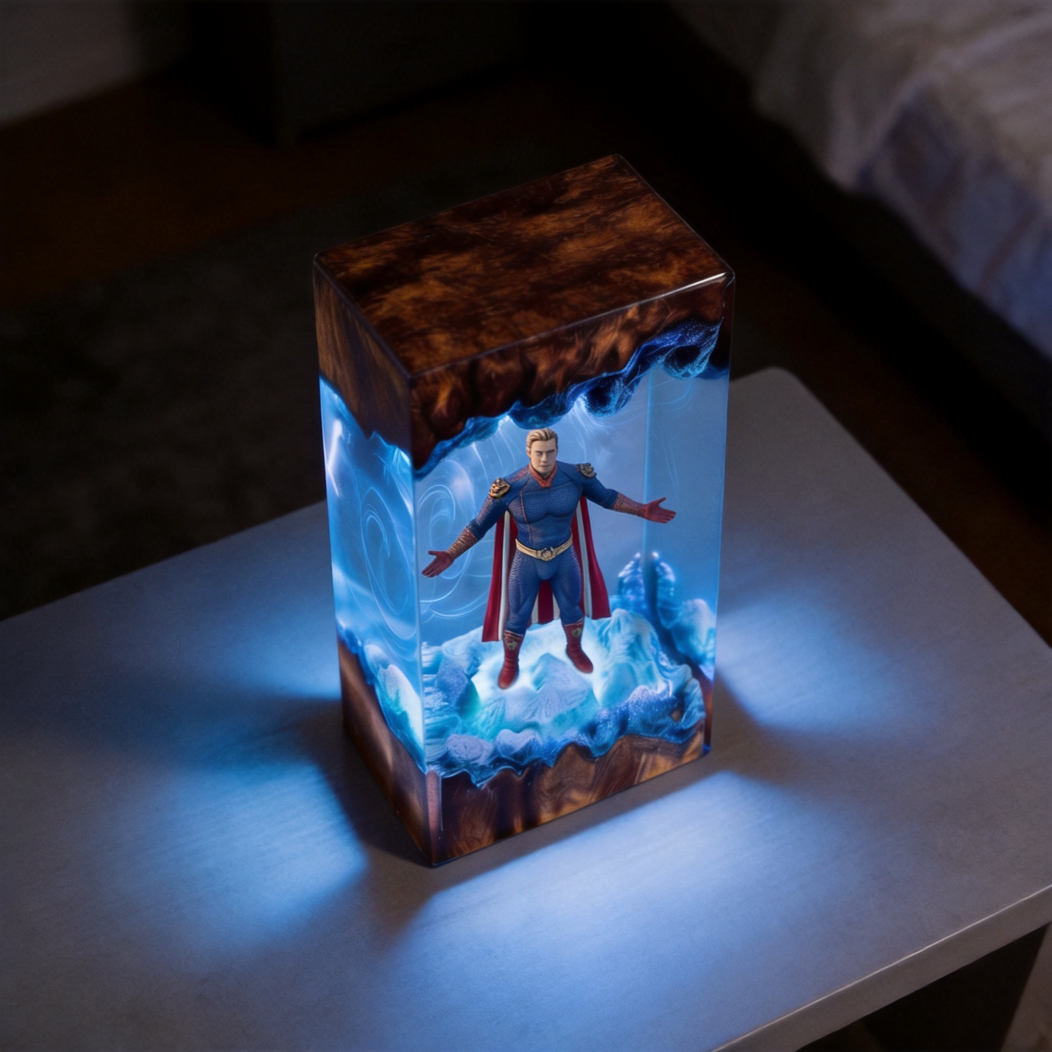 The Boys,Homelander resin lamp,Handmade Wood Epoxy Night Light,Gaming Room Decor