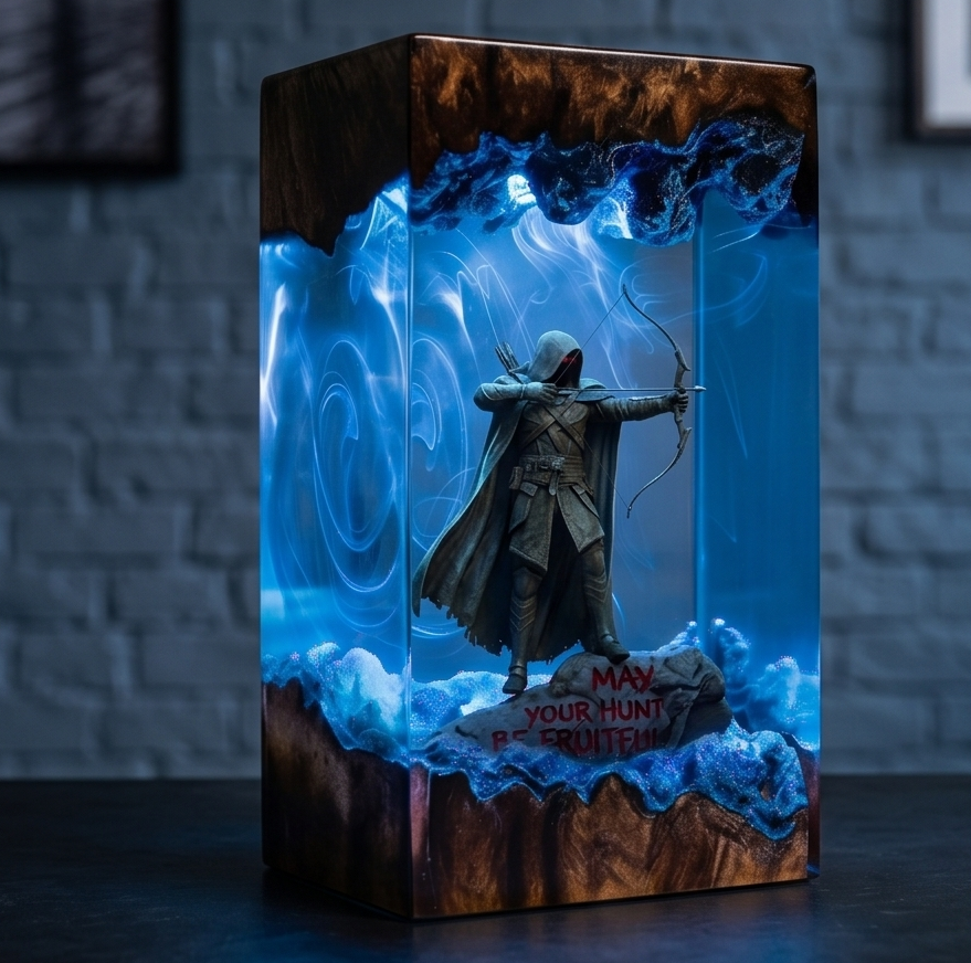 The Primal Hunter Resin Lamp Handmade The Primal Hunter Resin Lamp LitRPG Diorama Light for Gamers & Readers