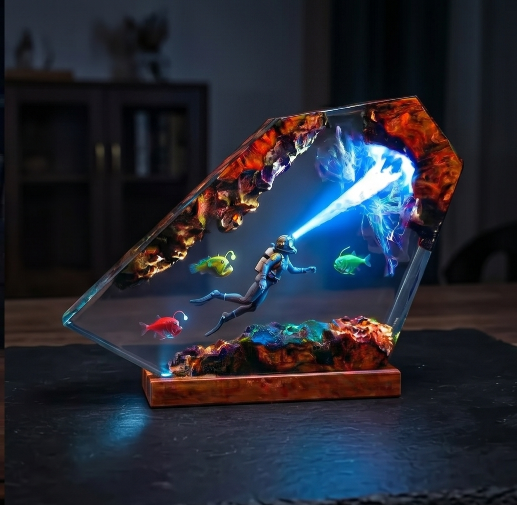 Diving enthusiast Resin Lamp,Ocean Handmade gift