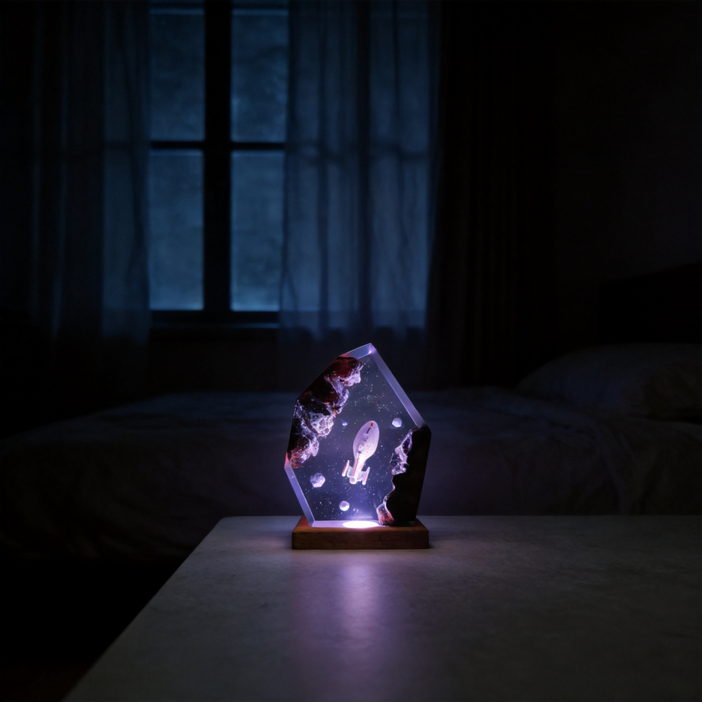 Star Trek Voyager Spock Resin Night Light - Custom Sci-Fi Desk Decor - Vulcan Salute Lamp,Trekkie Gift,