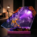 Transformers Bumblebee  LED Resin Wood Lamp Custom Robot Diorama Night Light