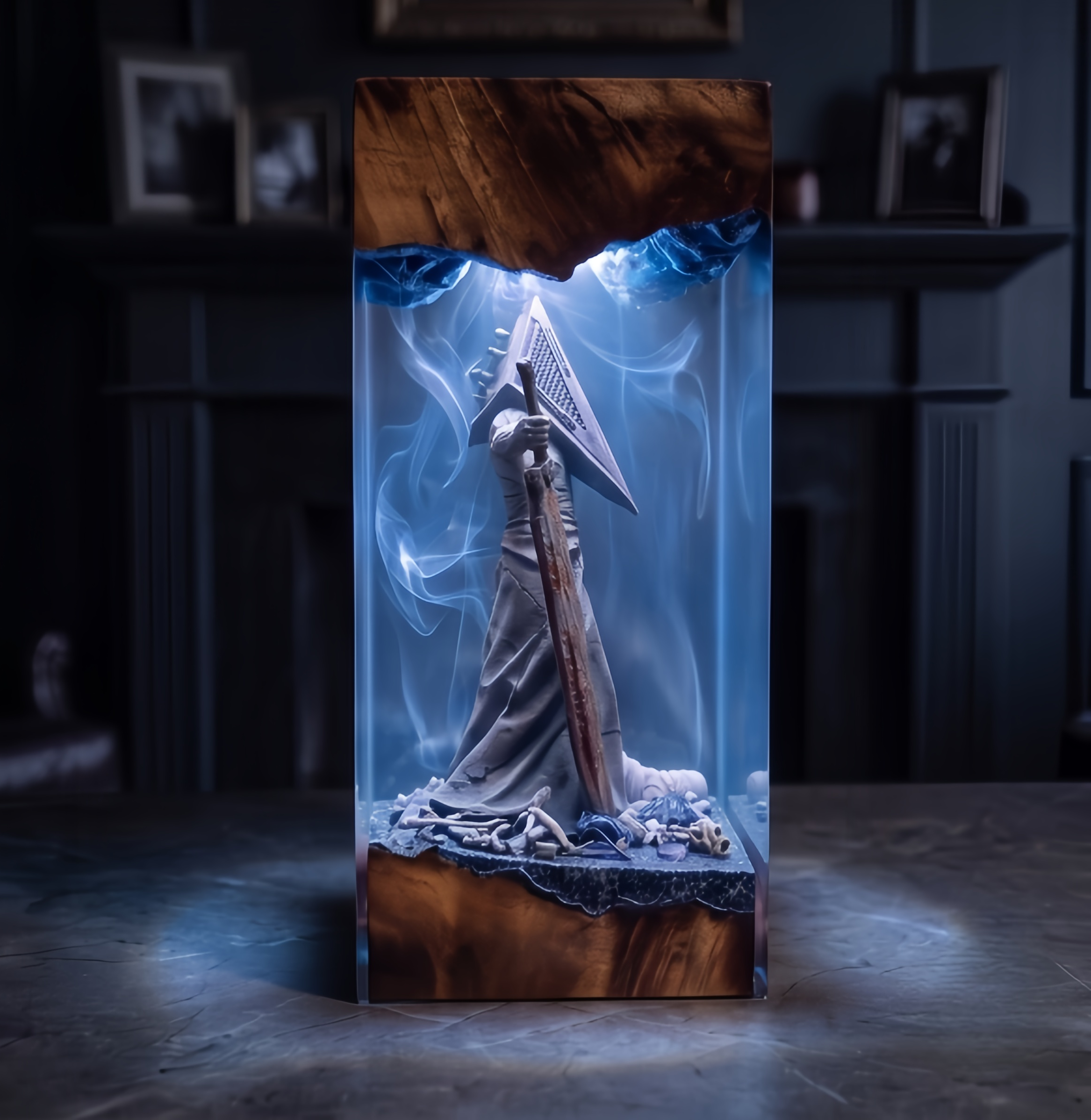 Silent Hill Pyramid Head Resin Lamp  Red Pyramid Thing & Bubble Head Nurse Night Light | Horror Diorama Desk Decor James Sunderland Fan Gift
