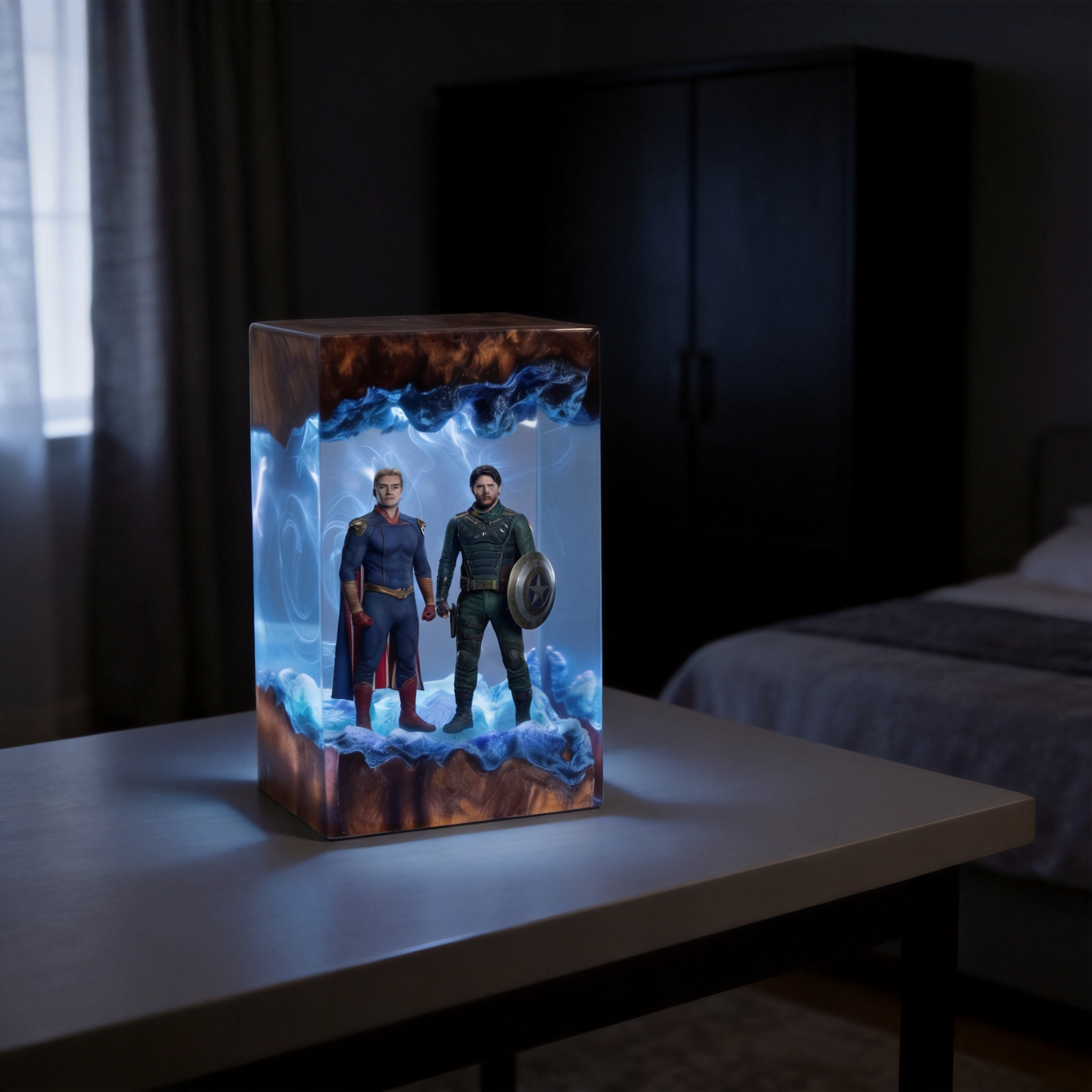The Boys,Homelander resin lamp,Handmade Wood Epoxy Night Light,Gaming Room Decor