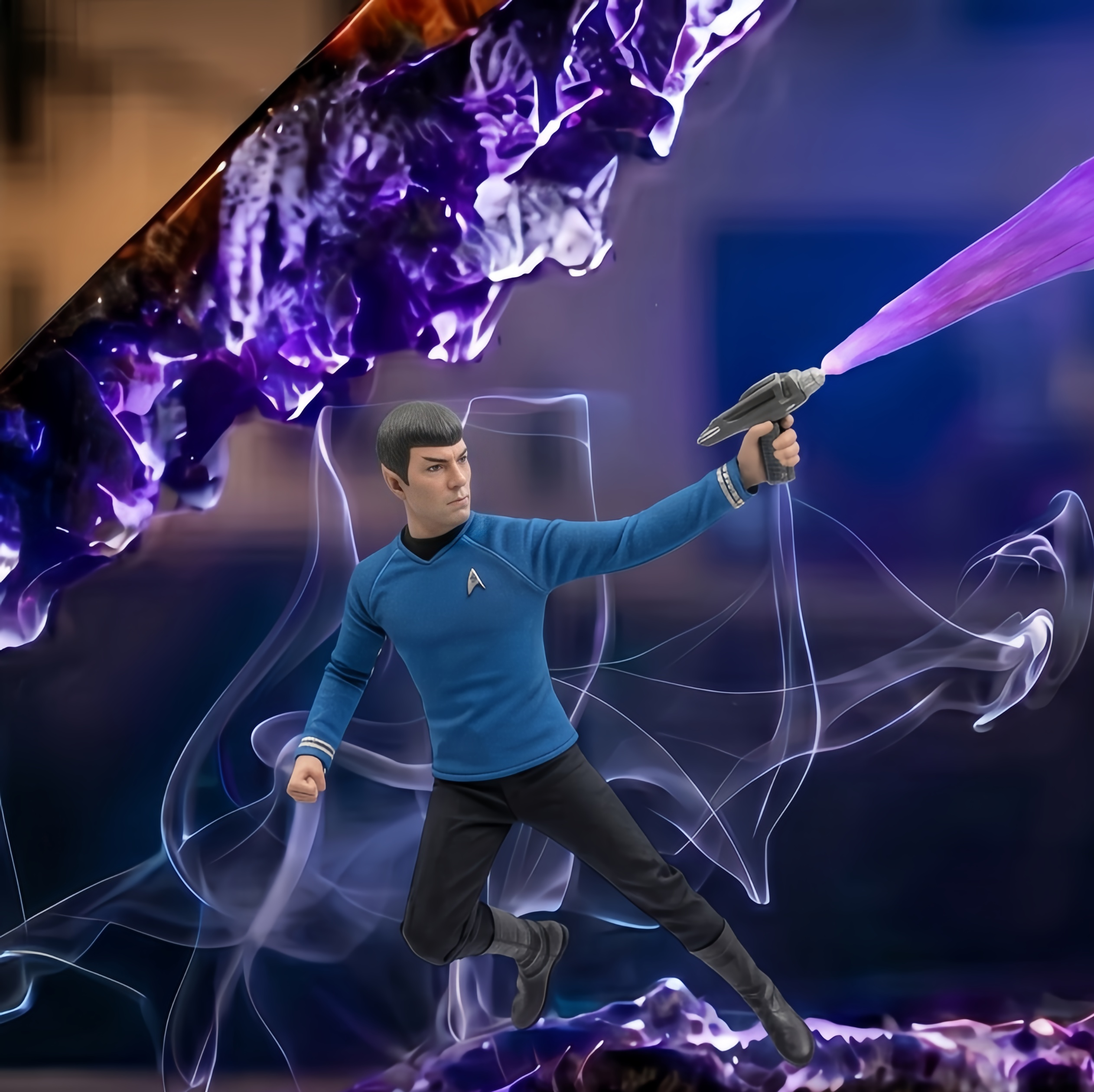 Star Trek Spock Resin Night Light - Custom Sci-Fi Desk Decor - Vulcan Salute Lamp,Trekkie Gift