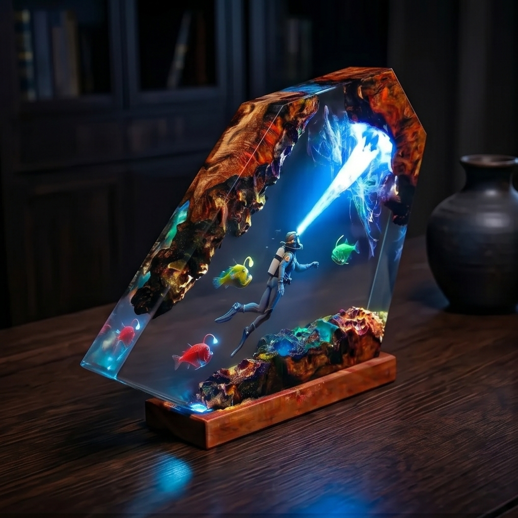 Diving enthusiast Resin Lamp,Ocean Handmade gift