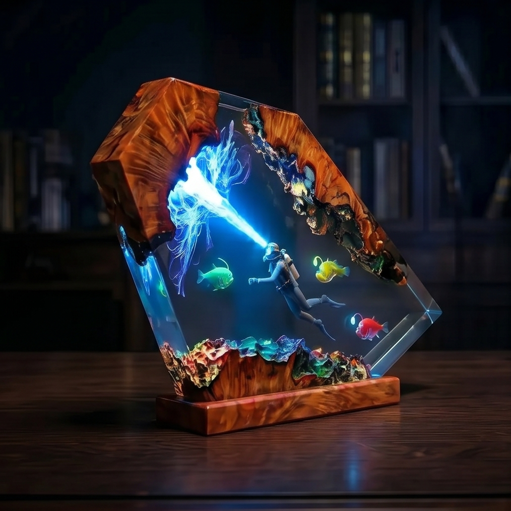Diving enthusiast Resin Lamp,Ocean Handmade gift