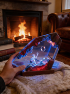 Dark Fantasy Resin Lamp, Handcrafted Fantasy Night Light with Epic Battle Scene
