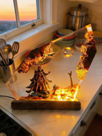 Dark Fantasy Resin Lamp, Handcrafted Fantasy Night Light with Epic Battle Scene