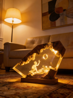 Dark Fantasy Resin Lamp, Handcrafted Fantasy Night Light with Epic Battle Scene