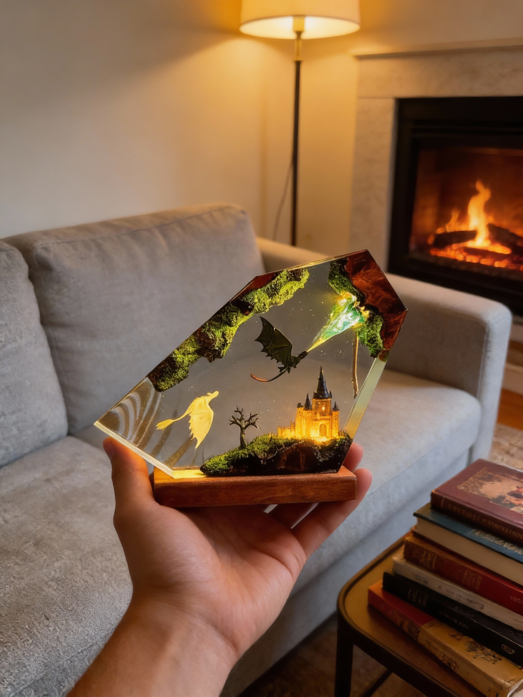 Dragon knight Resin Lamp,Handmade gift