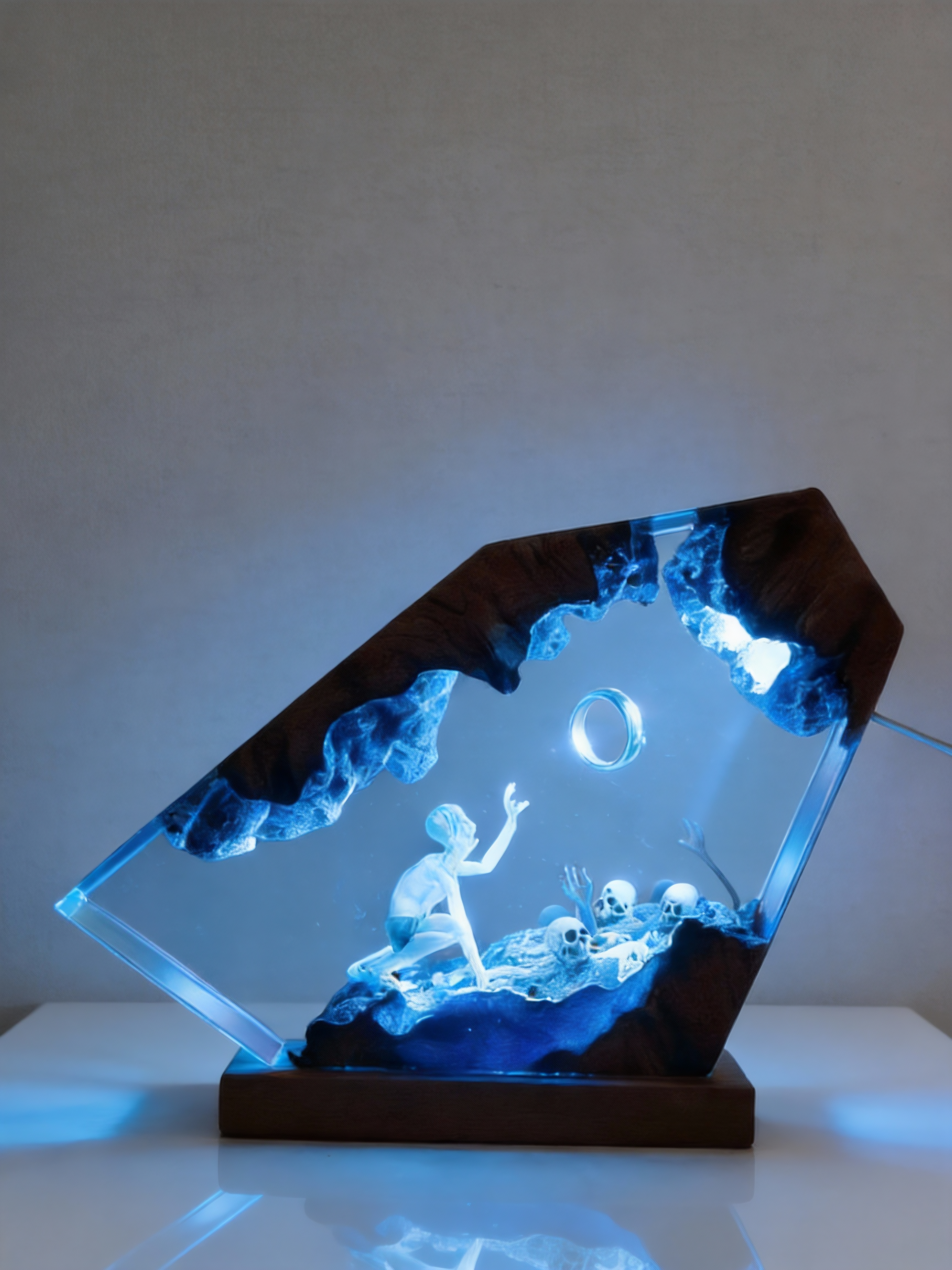 Dark Fantasy Resin Lamp, Handcrafted Fantasy Night Light with Epic Battle Scene