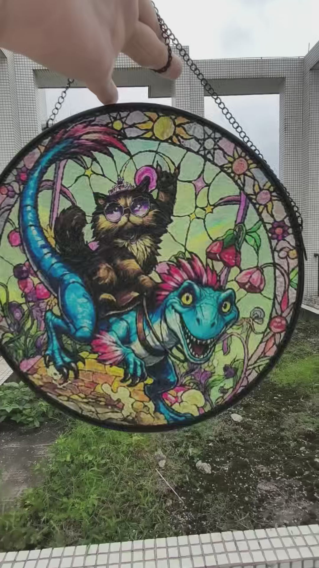 Princess Donut And Mongo Stained Glass Suncatcher